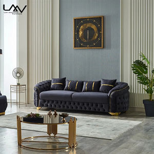 مخمل إيطالي فاخر 3 مقاعد تشيسترفيلد أو فندق حديث فيلا غرفة معيشة أثاث أريكة فاخرة - Product Image 5