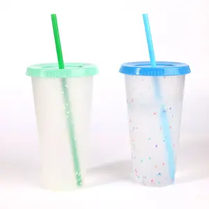 Set Of 10 Creative Drinking Cups, Temperature-sensitive & Color-changing Cup,  Large Capacity Pp Plastic Straw Color-changing Cup