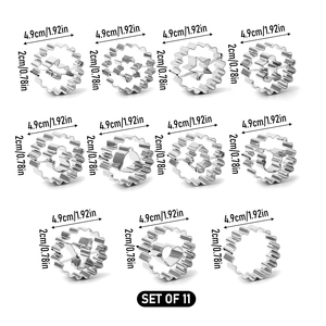 Lot de 11 <span class=keywords><strong>emporte</strong></span>-pièces à biscuits Linzer, cercles cannelés pour Noël et les fêtes d'hiver, avec motifs sapin de Noël, étoile et homme en pain d'épices - Product Image 3