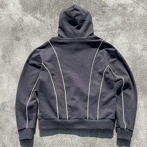 Sweat à capuche noir 100 % coton personnalisé, design épaules tombantes, broderie, sweat à capuche de créateur, épais et surdimensionné pour homme - Product Image 3