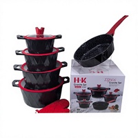 Set Peralatan Masak Panci dan Wajan Aluminium Die Casting Lapisan Anti Lengket Induksi HK untuk Penggunaan di Rumah