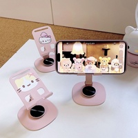 Support de téléphone portable en acier inoxydable, motif chat rose mignon, rotatif à 360 degrés, angle réglable, pliable, fixation magnétique pour bureau