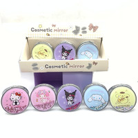12 pièces mignon dessin animé poche miroir Kits rapide sable Portable petit voyage maquillage miroir avec LED pour enfants et filles sac à main