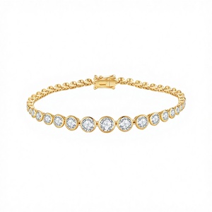 Bracelet pour femme en or massif 18 carats IGI 4,2 carats QUEENSUN, diamant cultivé en laboratoire vintage, taille brillant, dégradé de diamants - Product Image 2