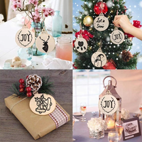 BOGE Joyeux Noël Boules Rondes en Bois Étiquettes Décorations de Noël Ornements Artisanaux DIY Noël Nouvel An Navidad Décoration