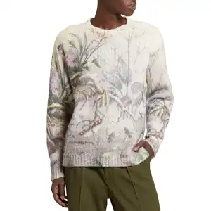 Knit Men Cotton Custom Jumper Pullover Clothing All Over Printed Sweaters Loose Long Sleeved Mens Sweater