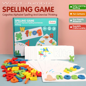 Jeu éducatif en bois Montessori pour l'apprentissage précoce des mathématiques et <span class=keywords><strong>de</strong></span> l'orthographe, puzzle <span class=keywords><strong>de</strong></span> l'alphabet, jeu <span class=keywords><strong>de</strong></span> mots à construire - Product Image 1