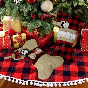 Ourwarm <strong>Christmas</strong> Decoration Supplies <strong>Dog</strong> Bone Red and Black Plaid <strong>Christmas</strong> <strong>Stocking</strong> in Bulk - Product Image 6
