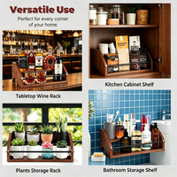 Support pour Sirops de Café, Porte-Bouteilles de Sirop, Étagère de Présentation pour Bouteilles d'Alcool - Meuble de Cuisine Rustique, Organisateur de Comptoir en Bois