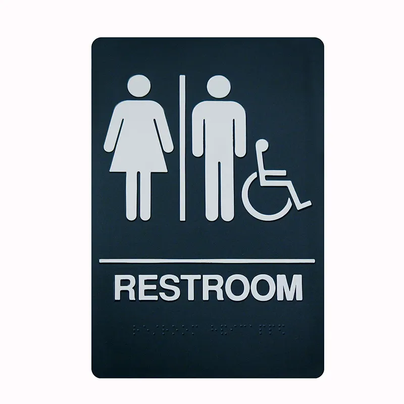 Customized Signs Unisex Braille Restroom Sign - Bathroom Sign with Double Sided 3M Tape