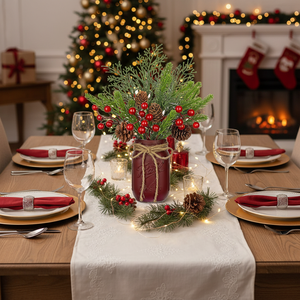 Decorazioni per Tavolo da Pranzo Natalizio con Fogliame Artificiale, Pigne e Bacche, Centrotavola per Matrimoni - Product Image 3