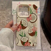 Coque de téléphone portable en cuir antichoc style été noix de coco pour iPhone 14 18 16 17 Pro Max, coque arrière souple