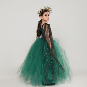 Disfraz de Medusa para Niñas, Vestido de Tul <span class=keywords><strong>Verde</strong></span> Oscuro Estilo Colonial del Siglo XVIII, Disfraz de Halloween para TV y Cine, Venta al Por Mayor - Product Image 3