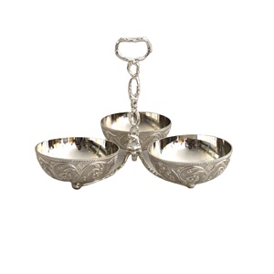Tavolo indiano in metallo placcato <span class=keywords><strong>argento</strong></span> tondo caramelle frutta dado appeso ciotola set per matrimonio - Product Image 1