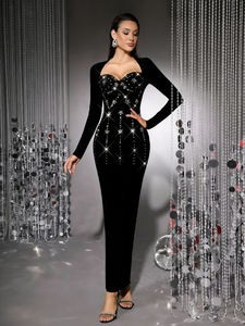 Abito <span class=keywords><strong>da</strong></span> sera formale Casual elegante <span class=keywords><strong>e</strong></span> modesto <span class=keywords><strong>da</strong></span> donna con fasciatura personalizzata OEM Factory - Product Image 4