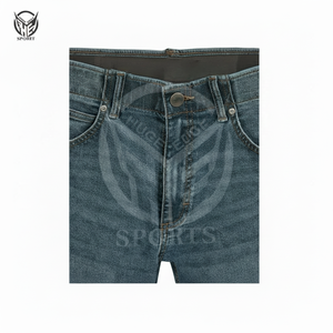 Tela vaquera elástica 100% algodón, pantalones vaqueros al por mayor para hombre con talla, logotipo y diseño personalizados. - Product Image 1