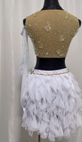 Robe de danse lyrique pour filles, robe de danse de compétition de luxe avec strass, robe de danse blanche personnalisable