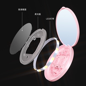 Miroir de <span class=keywords><strong>maquillage</strong></span> LED à grossissement 1X/2X avec lumière Miroir de poche rond avec logo personnalisé Petit miroir éclairé pour la promotion de cadeaux - Product Image 6