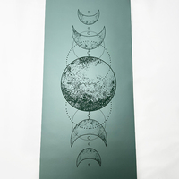 Vert Blanc Noir Violet Rose Laser Graver Phase De Lune Personnalisé Eco Caoutchouc Naturel Bleu Pu Tapis De Yoga Avec Des Lignes D'alignement