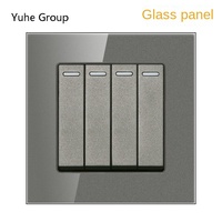 Interrupteur mural universel domestique durable IP20 250V à écran tactile 10A en verre, installation facile, interrupteur d'éclairage 1 entrée 1 sortie et 2 voies