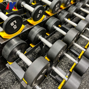 Manubrio Rotondo Commerciale da 100 LBS, Pesi da Palestra, Attrezzatura per Allenamento di Forza e Fitness, <span class=keywords><strong>Manubri</strong></span> in Gomma da <span class=keywords><strong>5</strong></span> <span class=keywords><strong>KG</strong></span> - Product Image 5