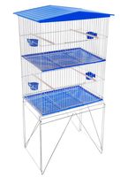 Volière à deux niveaux en fil métallique pliable avec support métallique, espace de vie spacieux à étages pour perruches, calopsites et autres oiseaux de compagnie domestiques