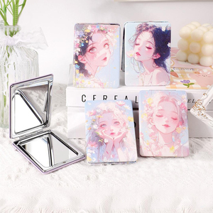 En stock, miroir compact en PU mignon en forme de panda, miroir de maquillage pliable double face, miroir de poche portable pour filles et voyages - Product Image 4