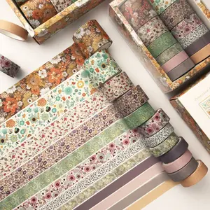 Stile retrò FAI DA TE Scrapbooking Regalo Decorative Floral Pattern Nastri di Mascheratura Fiore Colorato Stampato Adesivo Washi Nastro di Carta