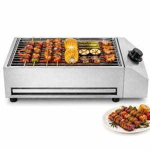Commercial 2600W Smokeless Electric <b>BBQ</b> Grill EB-280 Stainless Steel Tabletop Barbecue Grill with Adjustable Temperature - Product Image 1