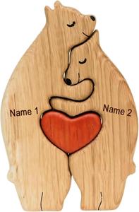Ensemble d'ours en bois massif écologique gravé ornements de puzzle transfrontaliers pour la décoration de la maison populaire Noël mère-enfant - Product Image 6