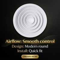 Diffuseur d'air circulaire moderne pour CVC avec registre, en plastique ABS, pour plafond, installation facile, taille personnalisable