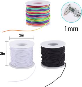 Cordón Elástico de 1 mm para Abalorios, Hilo de Cristal Resistente y Elástico para Hacer Pulseras, Joyería, Collares, Manualidades, Negro, Blanco y Arcoíris - Product Image 2