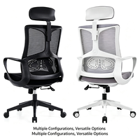 Chaise de bureau ergonomique en maille avec appui-tête, chaise de direction pivotante pour espace de travail, chaise de bureau confortable avec base en nylon pour la maison