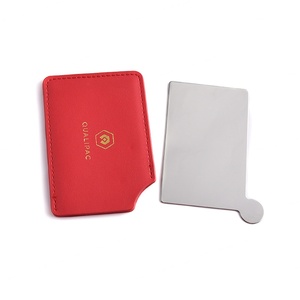 Wholesales Mini Makeup Hand Held Cosmetic Stainless Steel Red Leather Pocket <b>Mirror</b> - Product Image 1