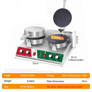 Nouvelle machine commerciale électrique à double tête en acier inoxydable pour la fabrication de rouleaux de biscuits croustillants, de cornets de crème glacée et de mini-cornets de gaufres - Product Image 3