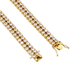 Pulsera para Hombre de Acero Inoxidable Chapada en Oro, Joyería Masculina, Pulsera de Tenis de Doble Hilera con Incrustaciones, Accesorio de Moda Hip Hop Bling - Product Image 6