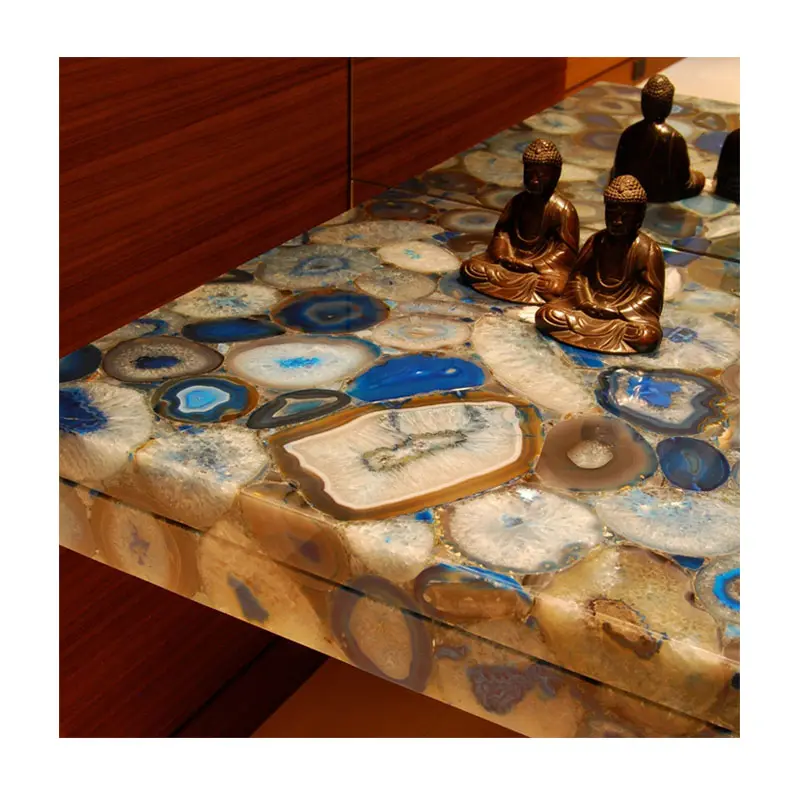 Luxury Brown Agate Marble Home Decoration Natural Stone Bathroom Vanity Top with Sink for Exterior Use Made Melamine Plastic