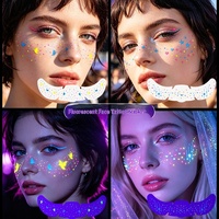 Autocollants de tatouage néon colorés fluorescents effet taches, imperméables, qui brillent sous lumière UV et lumière noire dans l'obscurité, patchs temporaires