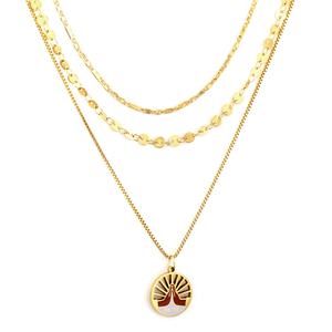 Colliers en acier inoxydable plaqué or à couches croisées, bijoux fins pour la prière - Product Image 1