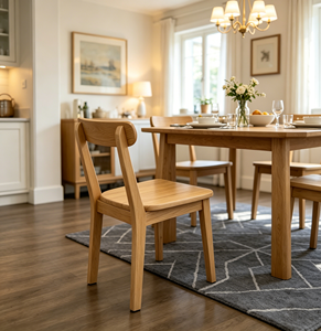 Modern Scandinavian Wooden <b>Chair</b> With Solid <b>Back</b> And Ergonomic Design For Living Room And Dining Area - Product Image 5