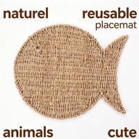 Napperon Naturel Écologique en Herbe Tressée, Formes Lapin, Poisson, Fleur et Feuille, Design Unique et Charmant