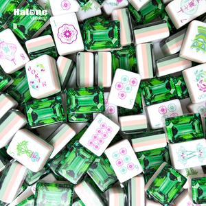 Tuiles de Mahjong Américain Personnalisées de Luxe, Ensemble Standard de 160 Tuiles, Acrylique Gravé à Quatre Couches Vert Émeraude pour Cadeaux Haut de Gamme - Product Image 1