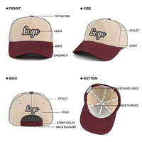 Gorra de Béisbol Roja Bordada Personalizada, Gorra Deportiva, Gorra de Béisbol de 5 Paneles, Gorra Ajustable para Exteriores