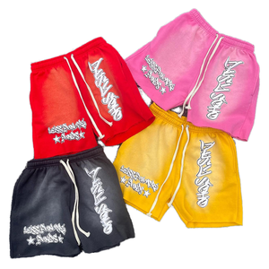 กางเกงขาสั้นออกกำลังกาย Relicstar ผ้าฟลีซหนานุ่ม 100% ผ้าฝ้าย พิมพ์ลายพัฟ สตรีทแวร์ วินเทจ สีซีดแบบซันเฟด แต่งลายปัก สำหรับผู้ชาย - Product Image 1