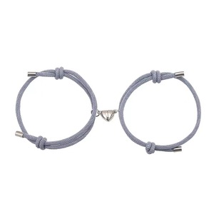 QUSEDINY Simple plateado cuerda de Metal joyería de moda mejor amigo amistad pareja larga distancia amor corazón magnético - Product Image 4