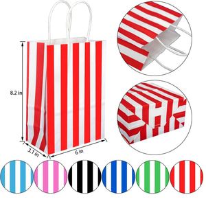 Bolsas de Regalo Rayadas, Bolsas Pequeñas de Papel Kraft con Asas, para Navidad, Cumpleaños, Bodas, Fiestas, Bolsas de Regalo para Tiendas Minoristas - Product Image 3