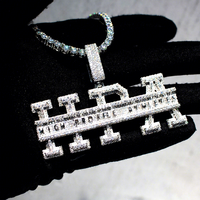 Pendentif Hip Hop lettre personnalisé brillant pour hommes rappeur VVS1 Moissanite chaîne charme HPA Flash pendentif glacé