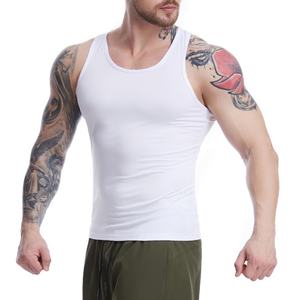 Singlet de musculation de haute qualité personnalisé en gros, débardeur de fitness côtelé en coton pour hommes - Product Image 3
