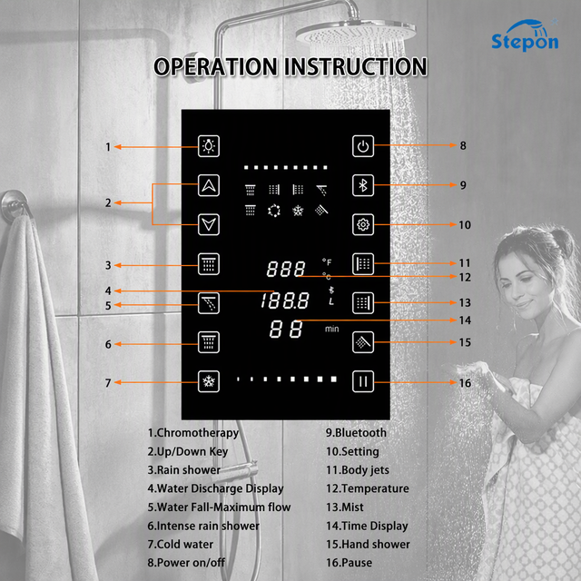 Factory Intelligent High Quality WiFi APP Thermostatic 6 Water Outlets Shower Valve,Shower Controller,OEM ODM Shower Set System