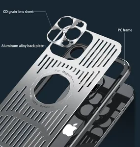 Adecuado para 14/13 pro max magnético teléfono caso iPhone 13 de aleación de aluminio de refrigeración 12 protección de carga inalámbrica teléfono caso